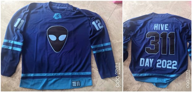 the 311 blue alien hockey jersey