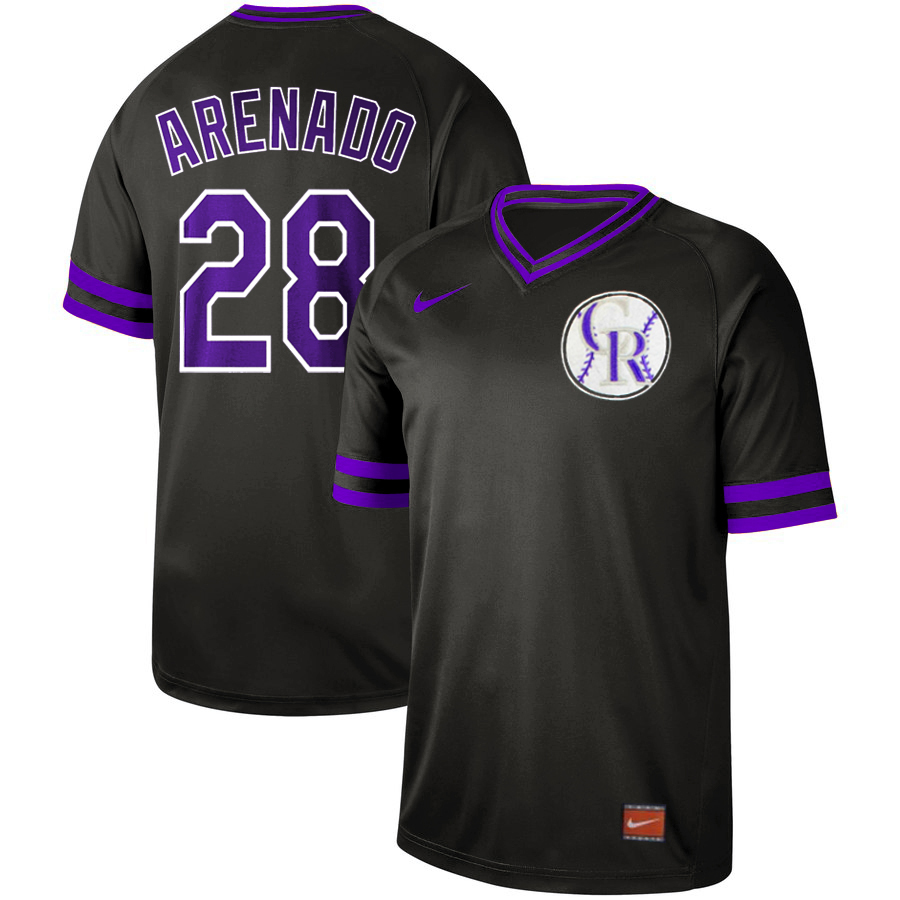 Men's Colorado Rockies #28 Nolan Arenado "Nado" Black Cooperstown Collection Legend Stitched MLB Jersey