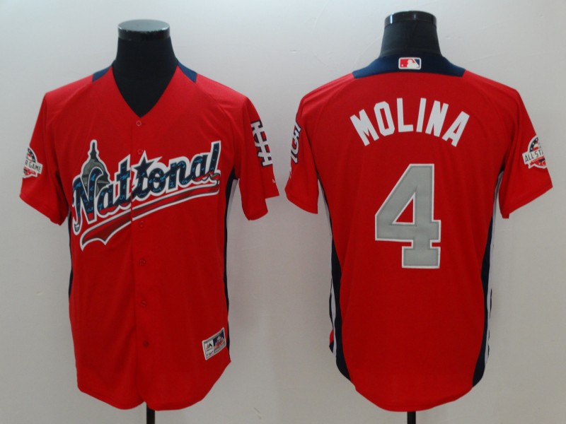 National League #4 Yadier Molina Red 2018 MLB All-Star Game Home Run Derby Jersey