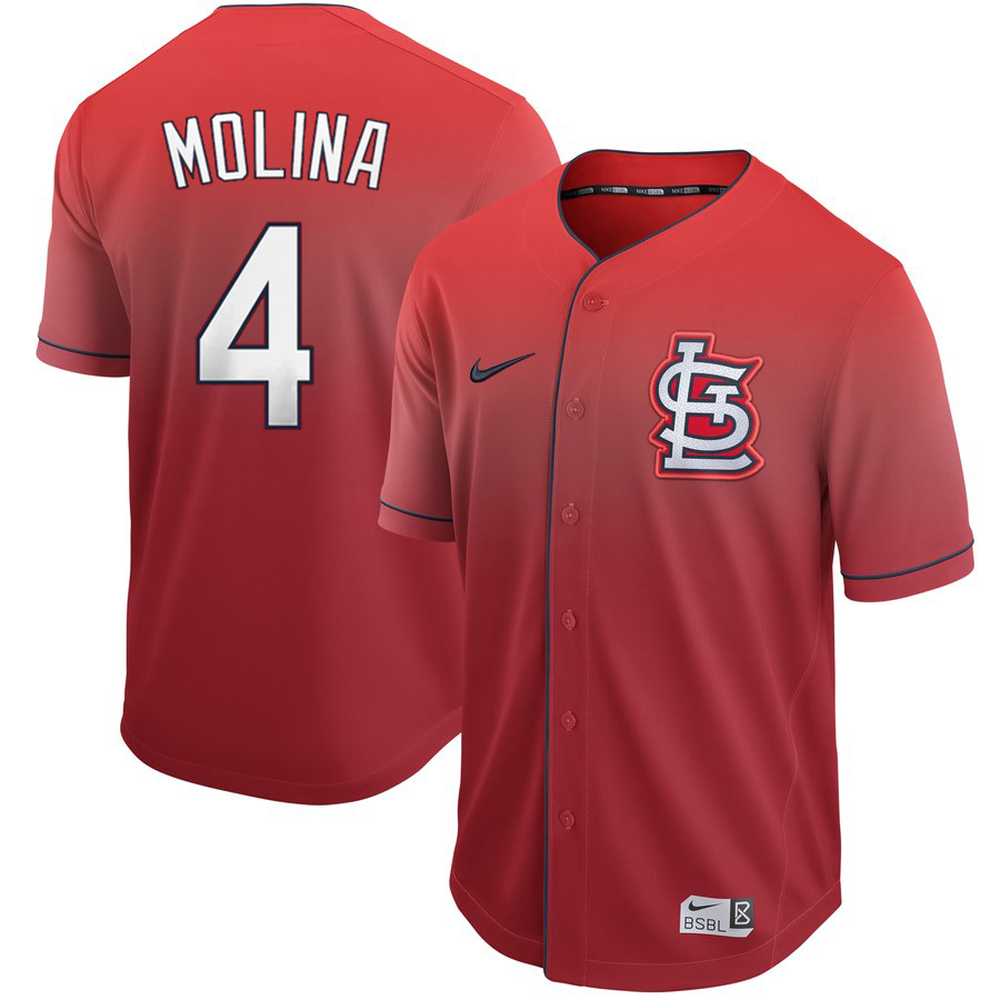 Men's St. Louis Cardinals #4 Yadier Molina Red Fade Stitched MLB Jersey