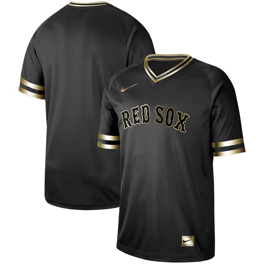 Men's Boston Red Sox Black Gold Stitched MLB Jersey - Click Image to Close