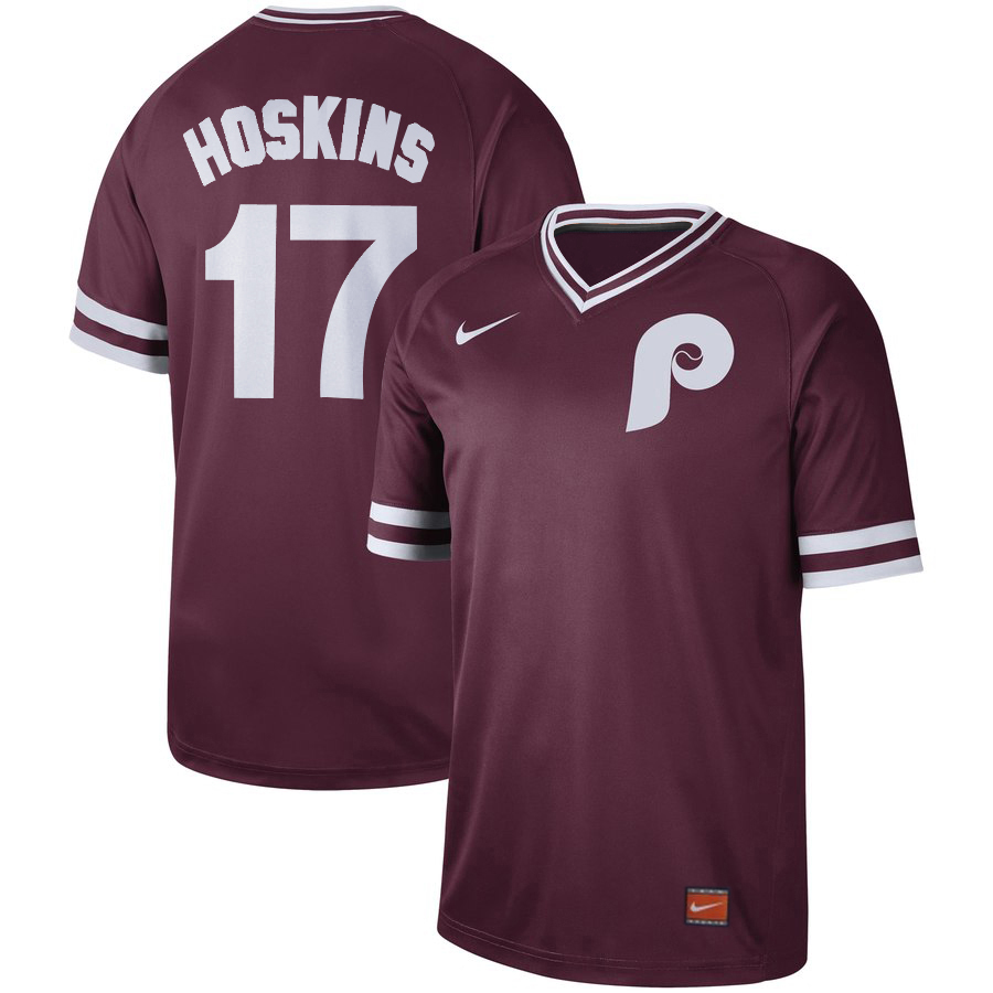 Men's Philadelphia Phillies #17 Rhys Hoskins Maroon Cooperstown Collection Legend Stitched MLB Jersey - Click Image to Close