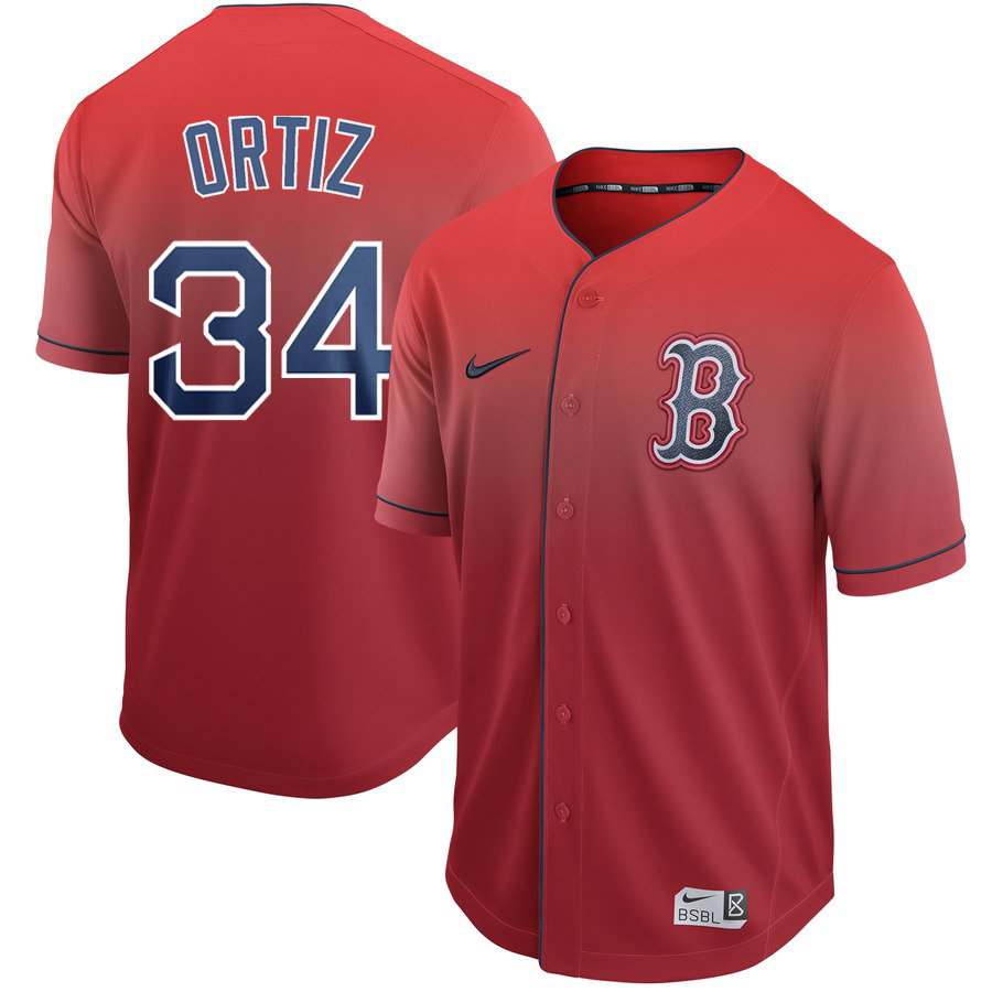 Men's Boston Red Sox #34 David Ortiz Red Fade Stitched MLB Jersey