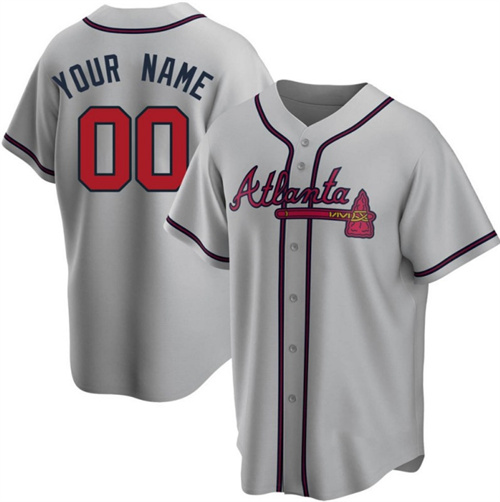 Men's Atlanta Braves Active Player Custom Gray Cool Base Stitched Jersey