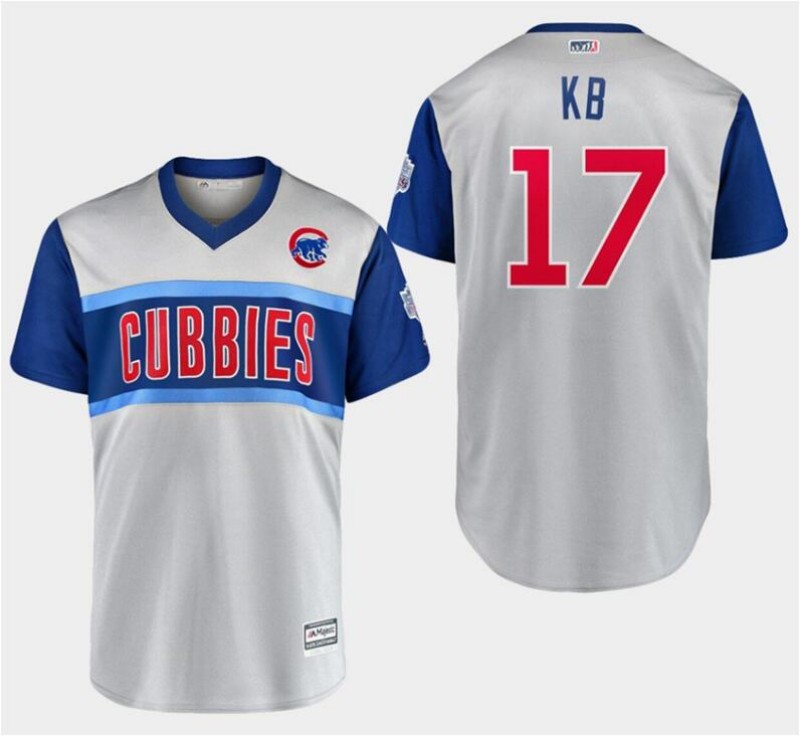 Men's Chicago Cubs #17 Kris Bryant "KB" Majestic Gray 2019 MLB Little League Classic Stitched MLB Jersey