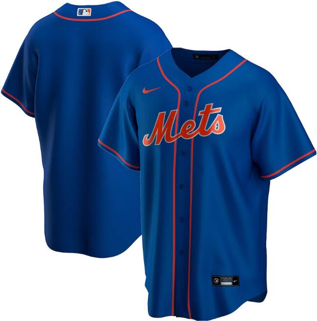 Men's New York Mets Blue Cool Base Stitched MLB Jersey - Click Image to Close