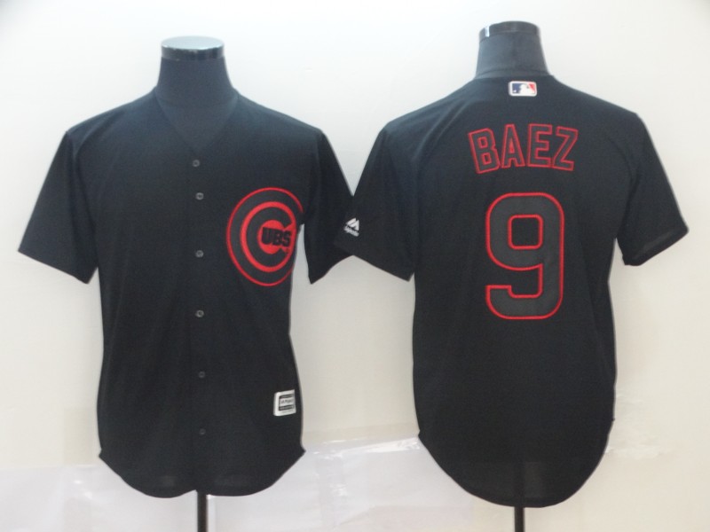 Men's Chicago Cubs #9 Javier Baez Black Lights Out Stitched MLB Jersey - Click Image to Close