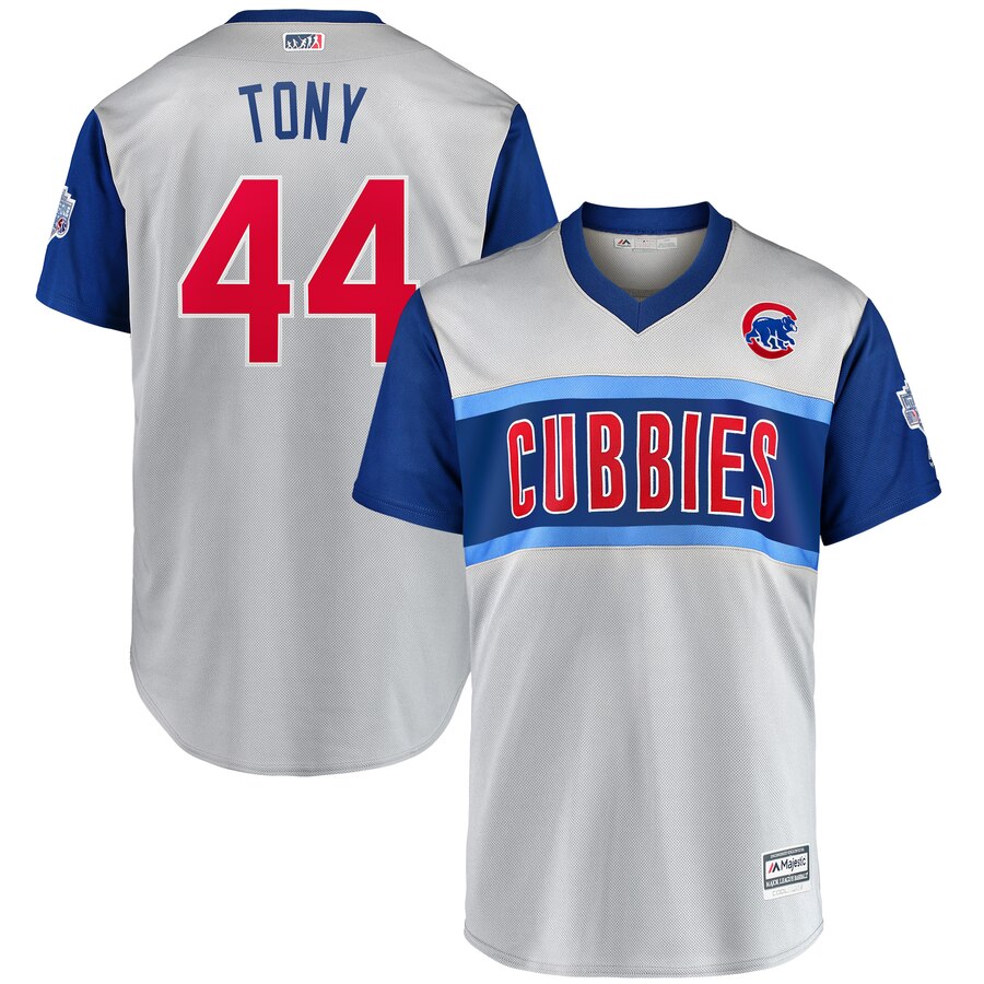 Men's Chicago Cubs #44 Anthony Rizzo "Tony" Majestic Gray 2019 MLB Little League Classic Stitched MLB Jersey