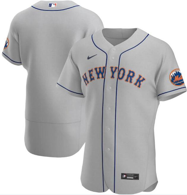 Men's New York Mets Grey Flex Base Stitched MLB Jersey - Click Image to Close