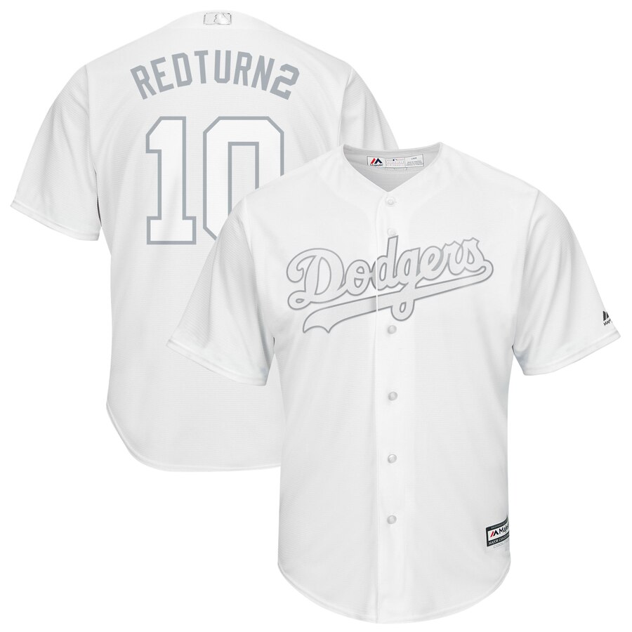 Men's Los Angeles Dodgers #10 Justin Turner Majestic White 2019 Players' Weekend Player Stitched MLB Jersey