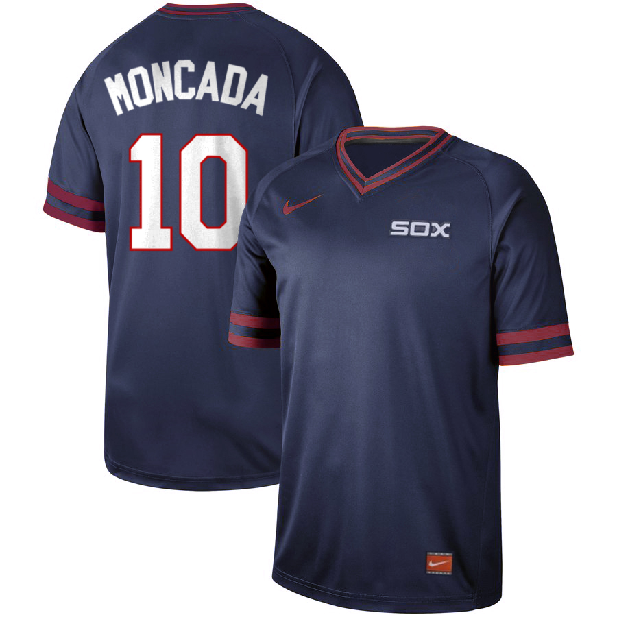 Men's Chicago White Sox #10 Yo??n Moncada Navy Cooperstown Collection Legend Stitched MLB Jersey