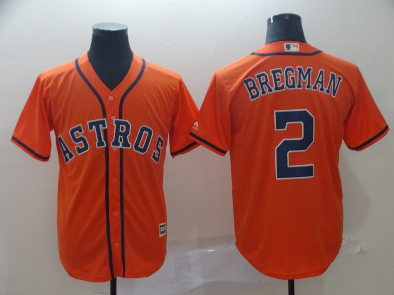 Men's Houston Astros #2 Alex Bregman Orange Cool Base Stitched MLB Jersey