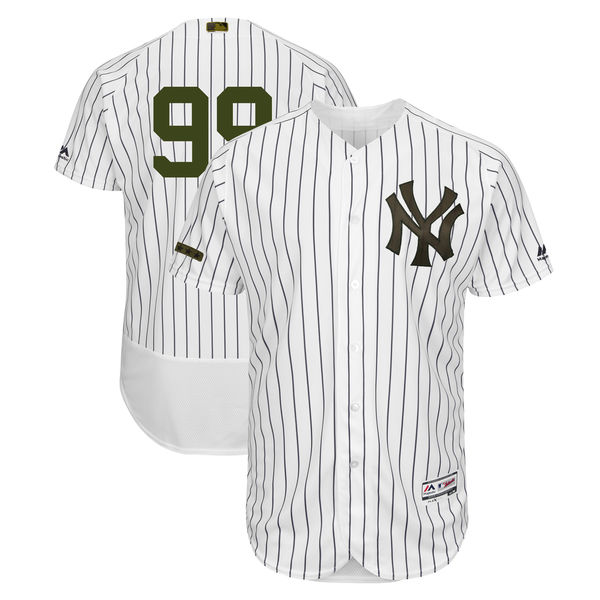 Men's MLB New York Yankees #99 Aaron Judge White Majestic 2018 Memorial Day Authentic Collection Flex Base Stitched Jersey