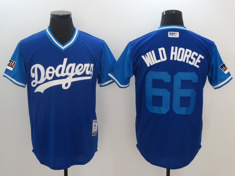 Men's Los Angeles Dodgers Yasiel Puig "Wild Horse" Majestic Royal/Light Blue 2018 Players' Weekend Jersey