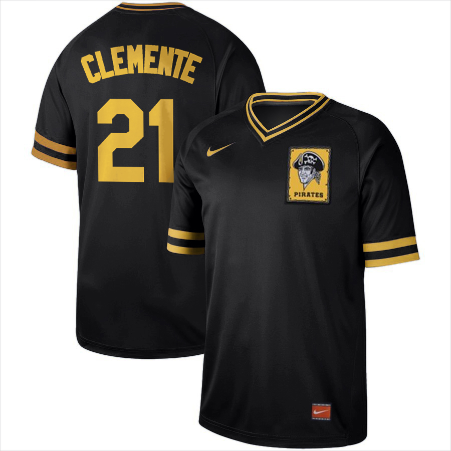 Men's Pittsburgh Pirates #21 Roberto Clemente Black Cooperstown Collection LegendStitched MLB Jersey