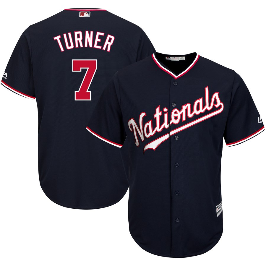 Men's Washington Nationals #7 Trea Turner Navy Cool Base Stitched MLB Jersey - Click Image to Close