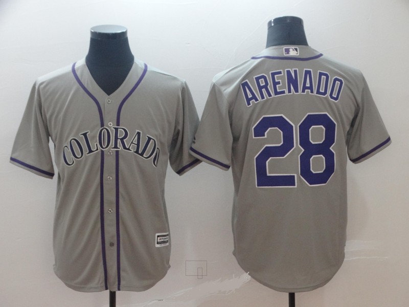 Men's Colorado Rockies #28 Nolan Arenado "Nado" Grey Cool Base Stitched MLB Jersey - Click Image to Close