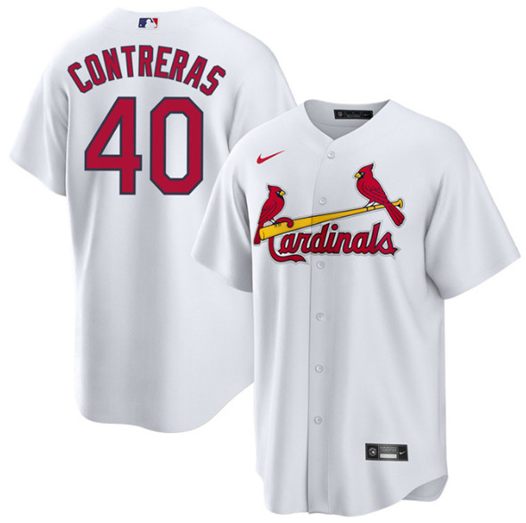 Men's St. Louis Cardinals #40 Willson Contreras White Cool Base Stitched Jersey