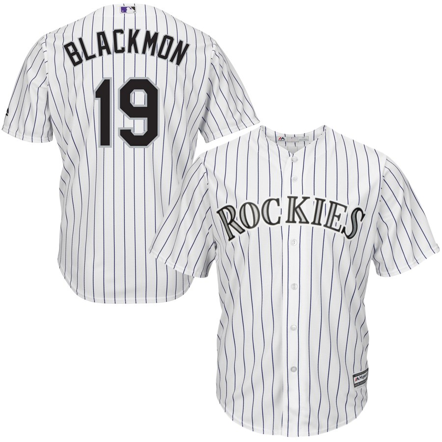 Men's Colorado Rockies #19 Charlie Blackmon "Chuck Nazty" White Cool Base Stitched MLB Jersey