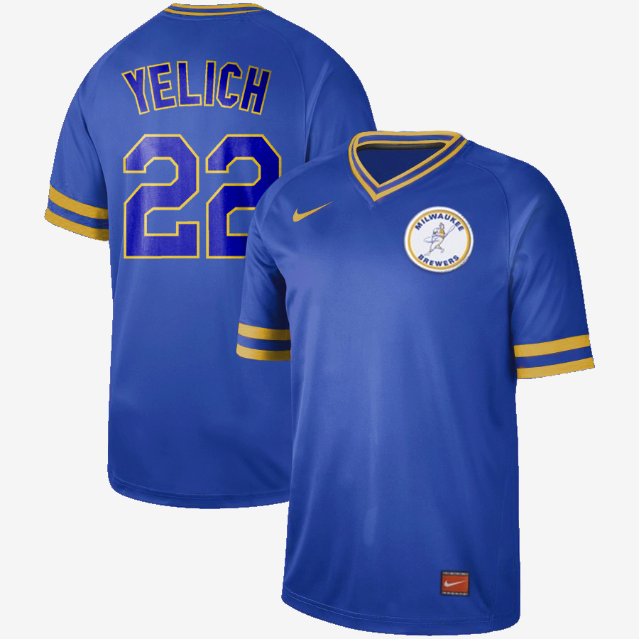 Men's Milwaukee Brewers #22 Christian Yelich "Yeli" Cooperstown Collection Legend Stitched MLB Jersey