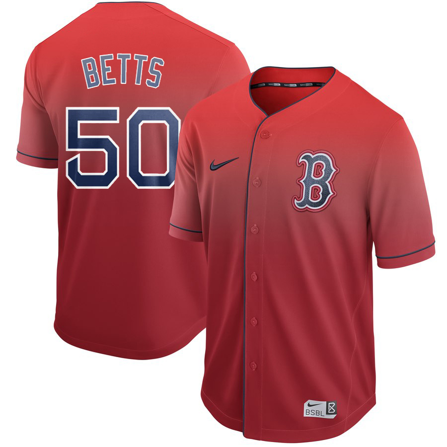 Men's Boston Red Sox #50 Mookie Betts Red Fade Stitched MLB Jersey