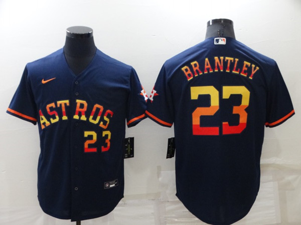 Men's Houston Astros #23 Michael Brantley 2022 Navy Cool Base Stitched Jersey - Click Image to Close