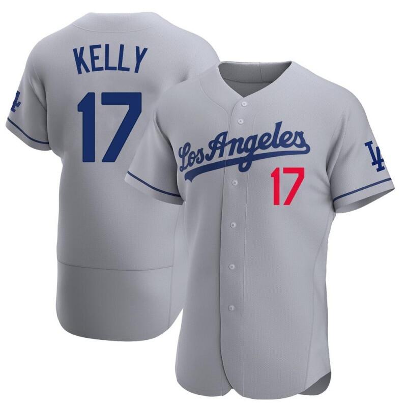 Men's Los Angeles Dodgers Grey #17 Joe Kelly Flex Base Stitched MLB Jersey - Click Image to Close