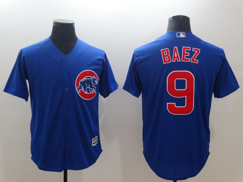 Men's MLB Cubs #9 Javier Baez Royal Throwback Cool Base Stitched Jersey