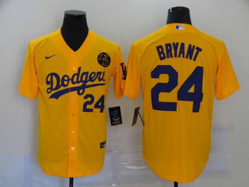 Men's Los Angeles Dodgers Orange #24 Kobe Bryant 2020 KB Patch Cool Base Stitched MLB Jersey