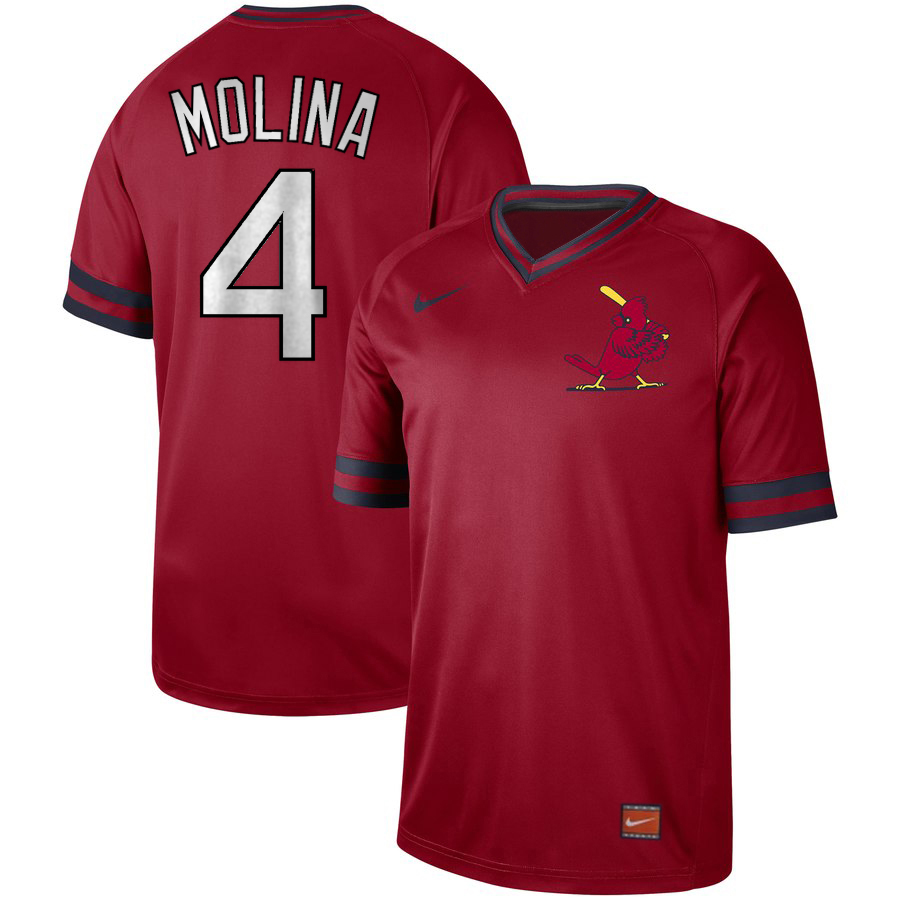 Men's St. Louis Cardinals #4 Yadier Molina Cooperstown Collection Legend Stitched MLB Jersey - Click Image to Close