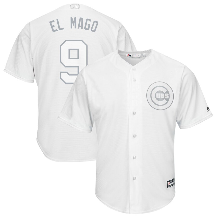 Men's Chicago Cubs #9 Javier Baez "El Mago" Majestic White 2019 Players' Weekend Player Stitched MLB Jersey