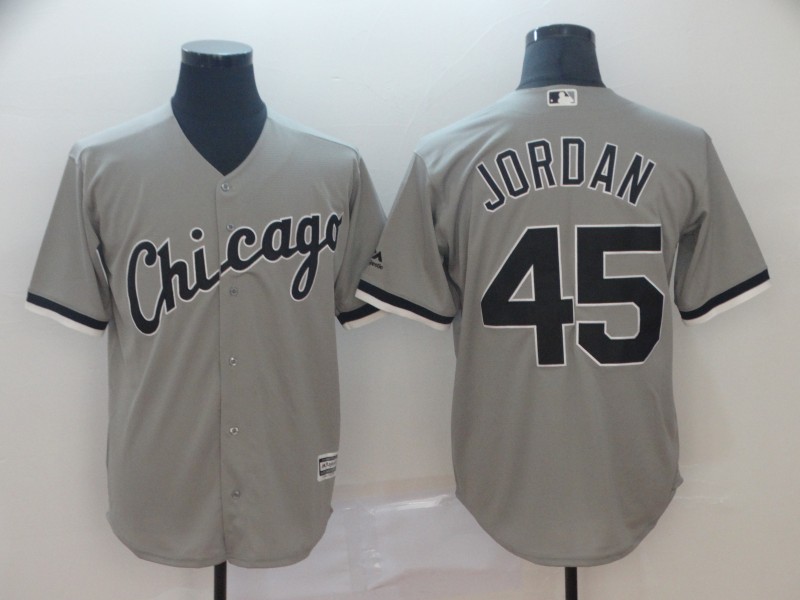 Men's Chicago White Sox Blank #45 Michael Jordan Gray Cool Base Stitched MLB Jersey