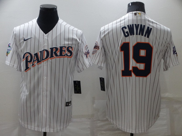 Men's San Diego Padres #19 Tony Gwynn White Cool Base Stitched Jersey