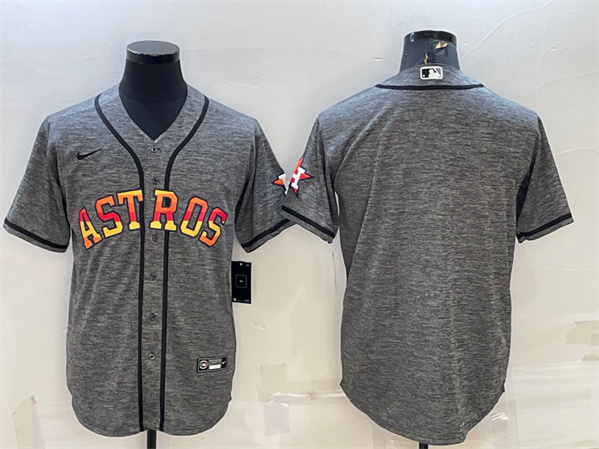 Men's Houston Astros Blank Gray Cool Base Stitched Baseball Jersey