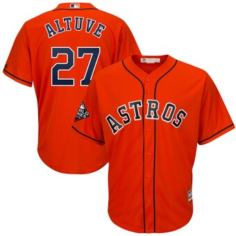 Men's Houston Astros #27 Jose Altuve Majestic Orange 2019 World Series Bound Cool Base Stitched MLB Jersey - Click Image to Close