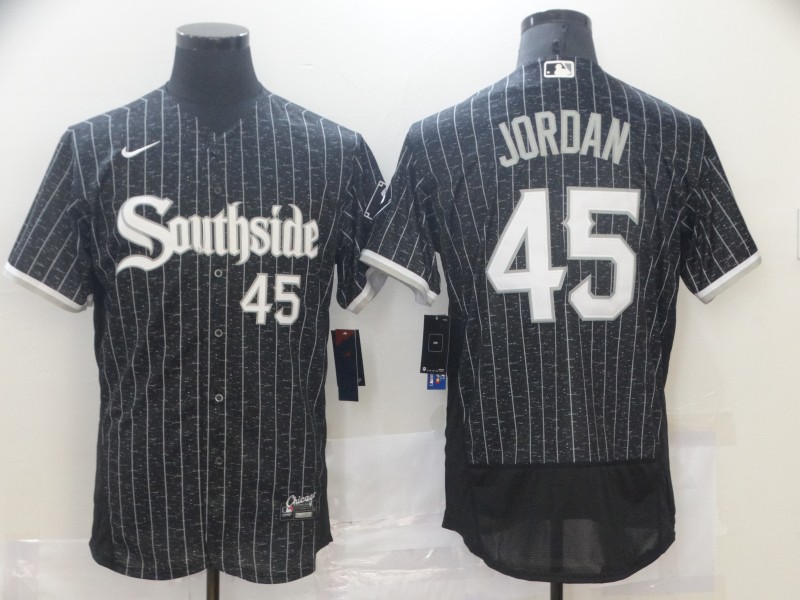 Men's Chicago White Sox #45 Michael Jordan Black 2021 City Connect Replica Flex Base Stitched MLB Jersey