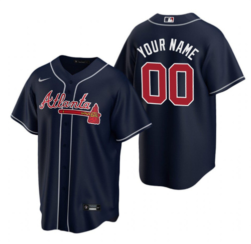 Men's Atlanta Braves Active Player Custom Navy Cool Base Stitched Jersey