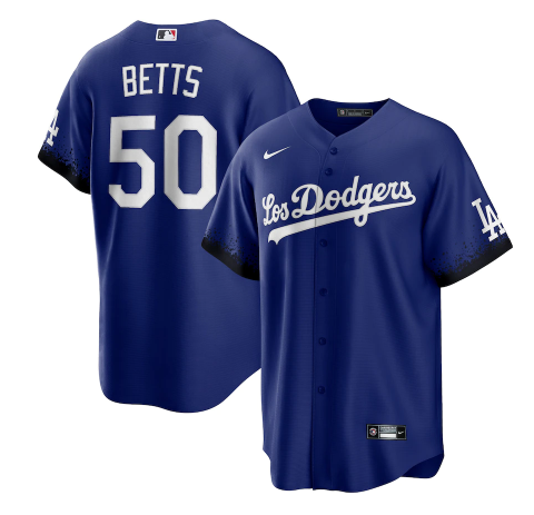 Men's Los Angeles Dodgers #50 Mookie Betts 2021 Royal City Connect Cool Base Stitched Baseball Jersey