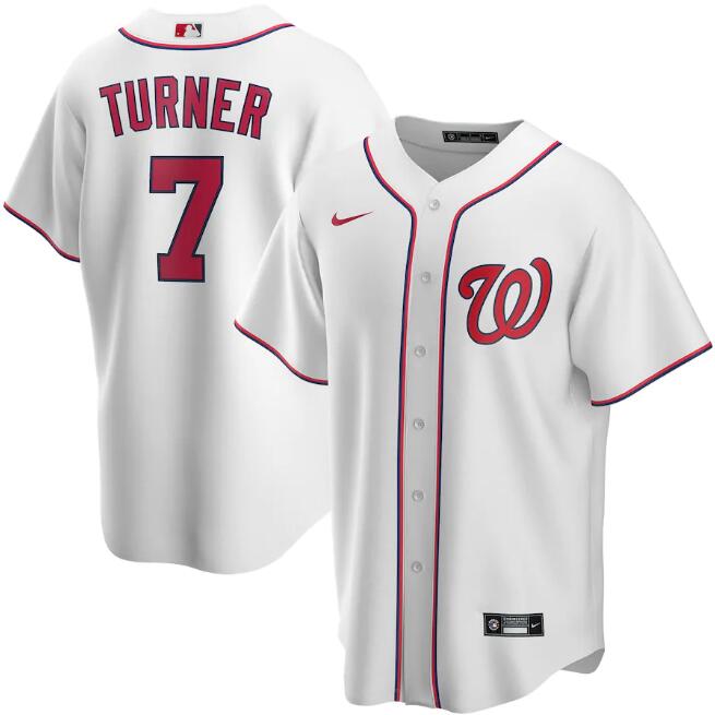 Men's Washington Nationals White #7 Trea Turner Cool Base Stitched MLB Jersey