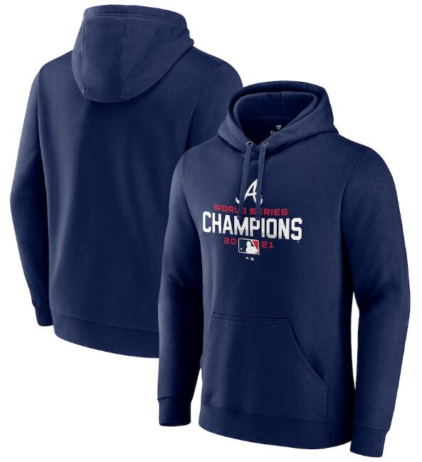 Men's Atlanta Braves 2021 Navy World Series Champions Pullover Hoodie - Click Image to Close