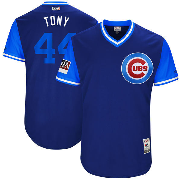 Men's Chicago Cubs #44 Anthony Rizzo "Tony" Majestic Royal/Light Blue 2018 Players' Weekend Jersey