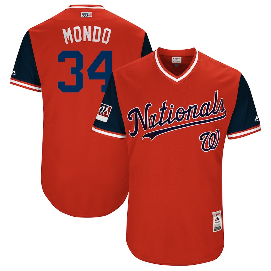 Men's Washington Nationals #34 Bryce Harper "Mondo" Majestic Navy 2018 Players' Weekend Stitched MLB Jersey