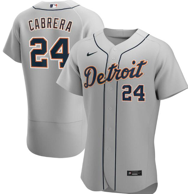 Men's Detroit Tigers Grey #24 Miguel Cabrera Flex Base Stitched MLB Jersey