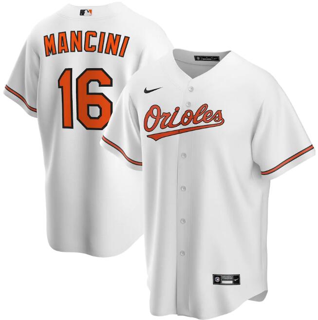 Men's Baltimore Orioles White #16 Trey Mancini Cool Base Stitched MLB Jersey