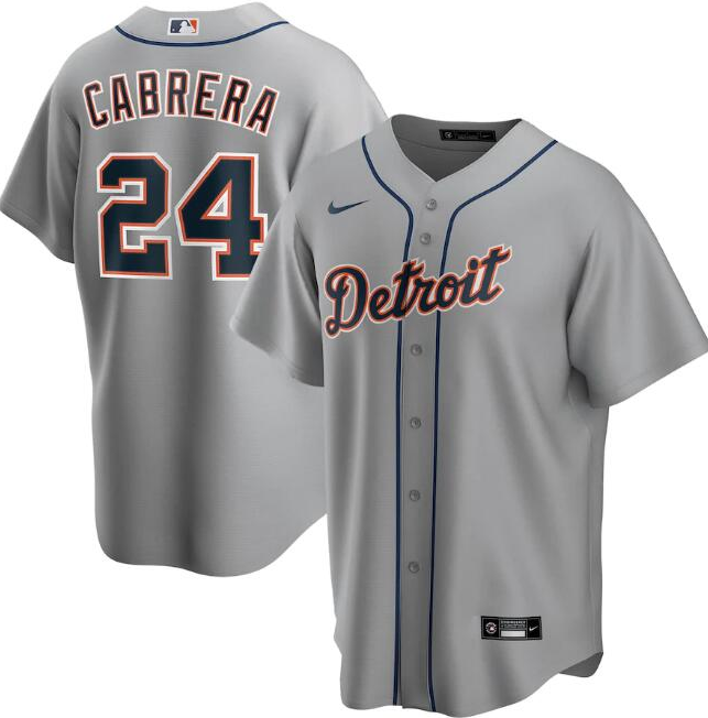 Men's Detroit Tigers Grey #24 Miguel Cabrera Cool Base Stitched MLB Jersey