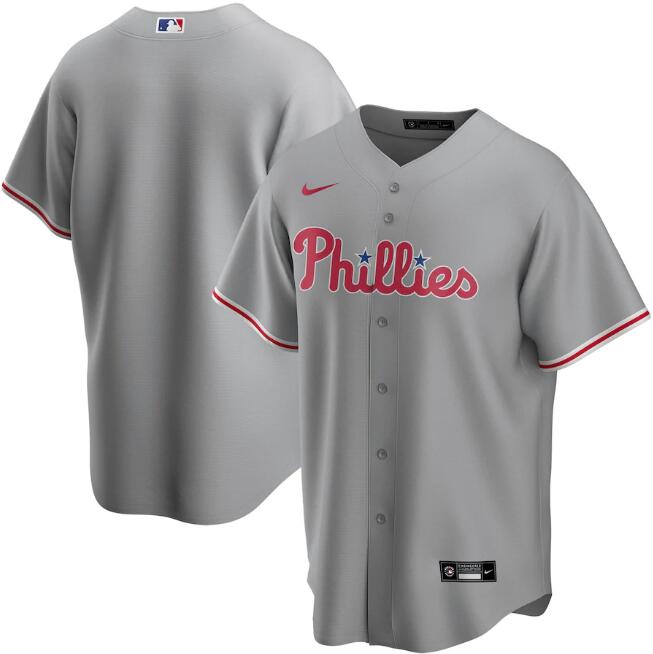 Men's Philadelphia Phillies Grey Cool Base Stitched MLB Jersey