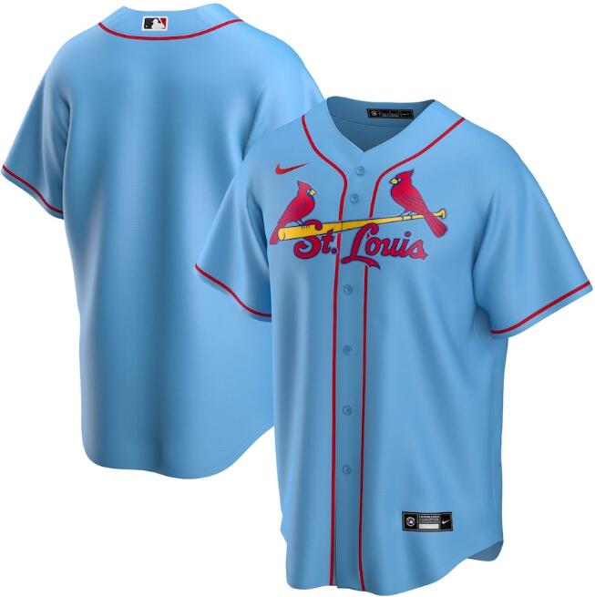 Men's St. Louis Cardinals Blue Cool Base Stitched MLB Jersey - Click Image to Close