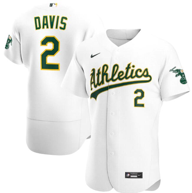 Men's Oakland Athletics White #2 Khris Davis Flex Base MLB StitchedJersey