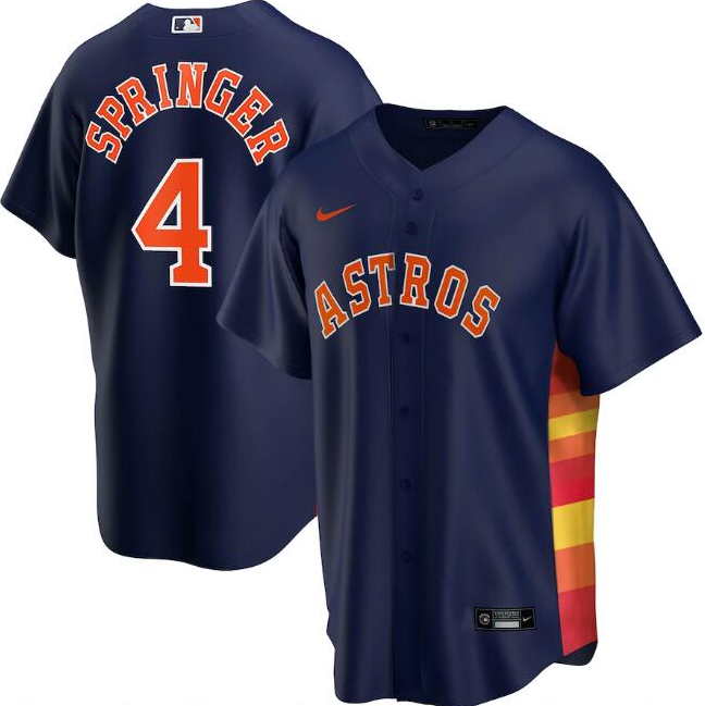 Men's Houston Astros Navy #4 George Springer Cool Base Stitched MLB Jersey