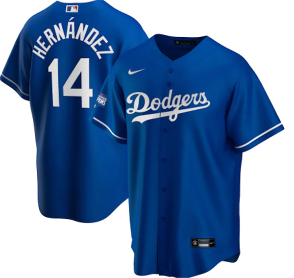 Men's Los Angeles Dodgers #14 Kik?? Hern??ndez Blue 2020 World Series Champions Home Patch Cool Base Stitched MLB Jersey